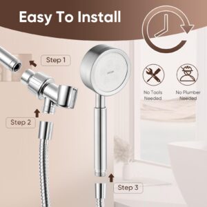 Handheld Shower Head Set High Pressure Stainless Steel High Flow Hand Shower Head with 59 Inch Hose and Bracket Brushed Finish