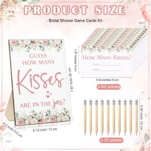 Yousoontic 122 Pieces Guess How Many Kisses Bridal Shower Games Include 1 Bridal Shower Wooden Sign 100 Guessing Cards 20 HB Pencils 1 Game Jar for Guests Wedding Party