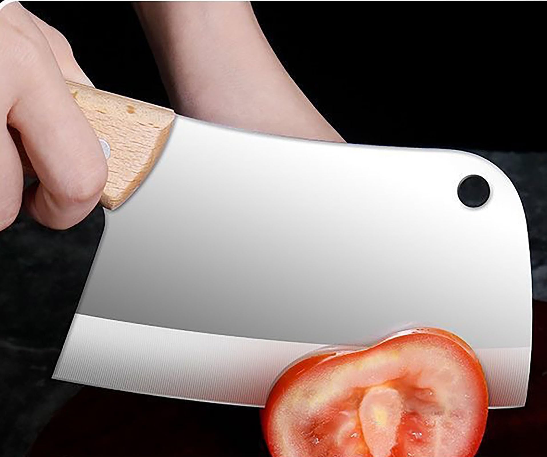 YIKANGHENG Small Professional Cleaver Chef Knife, High Strength Stainless Steel 5.8 Inch Sharp Kitchen Blade with Wooden Handle (black)