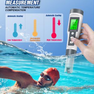 TDS/pH/Temperature 3-in-1 pH Meter for Water, 0-14 pH Measurement Range Digital pH Meter, 0.01 High Precision Water Quality Digital pH Tester with ATC, pH TDS Water Test Meter for Drinking Water