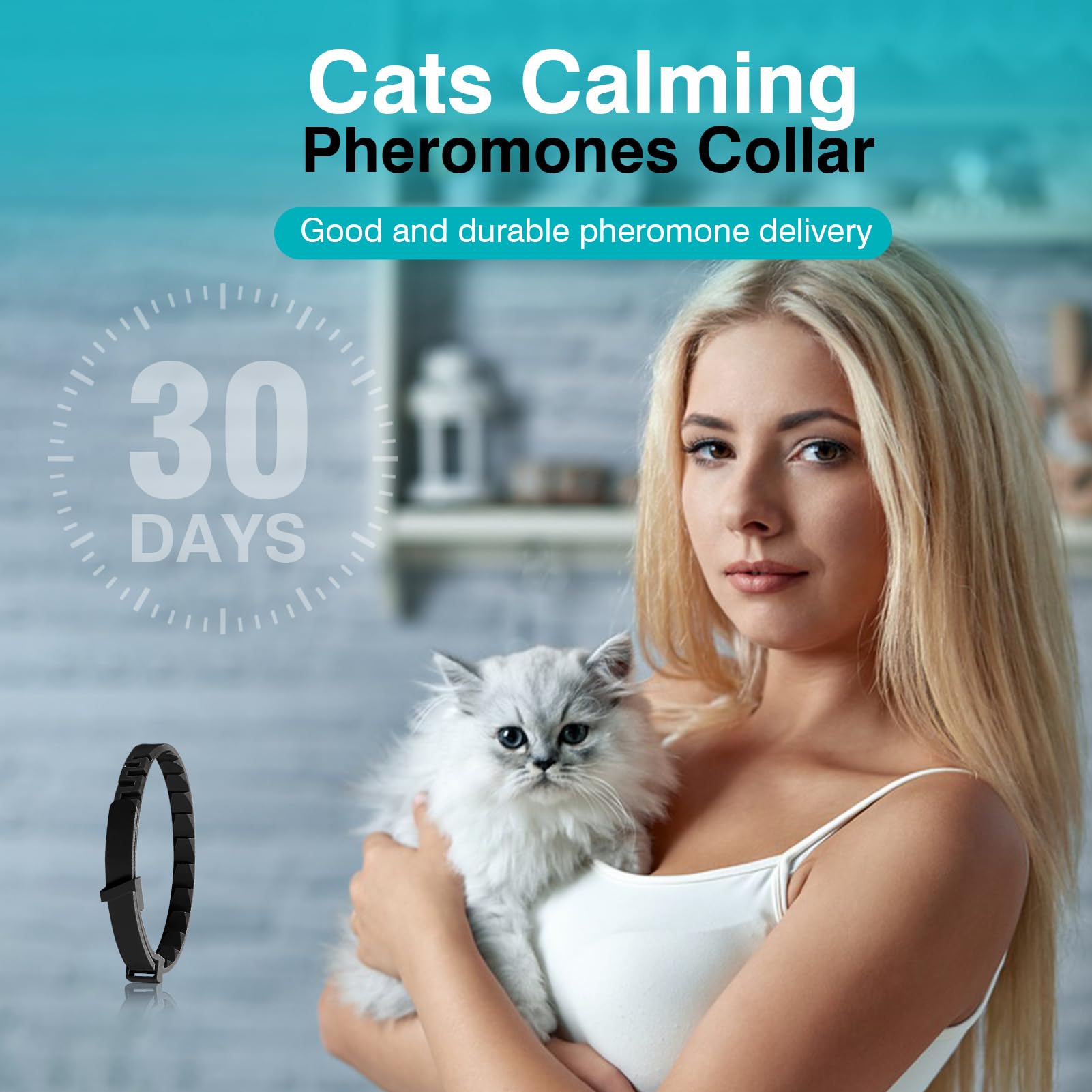 Pheromone Calming Collar Stress and Anxiety Relief Lasts 30 Days Calming Collar for Cats Cat Calm Collar Cat Adjustable Appeasing Calming Collar for Kitten Kitty Calm Collar Make Cat Relaxed 4 Pack