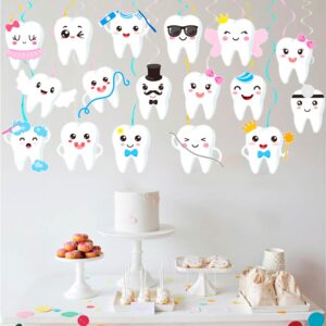 Tooth Party Hanging Swirls First Tooth Party Decoration 20Pcs Tooth Birthday Party Decorations Teeth Baby Shower Decor Hanging Streamers for Dental Party Baby Shower Supplies