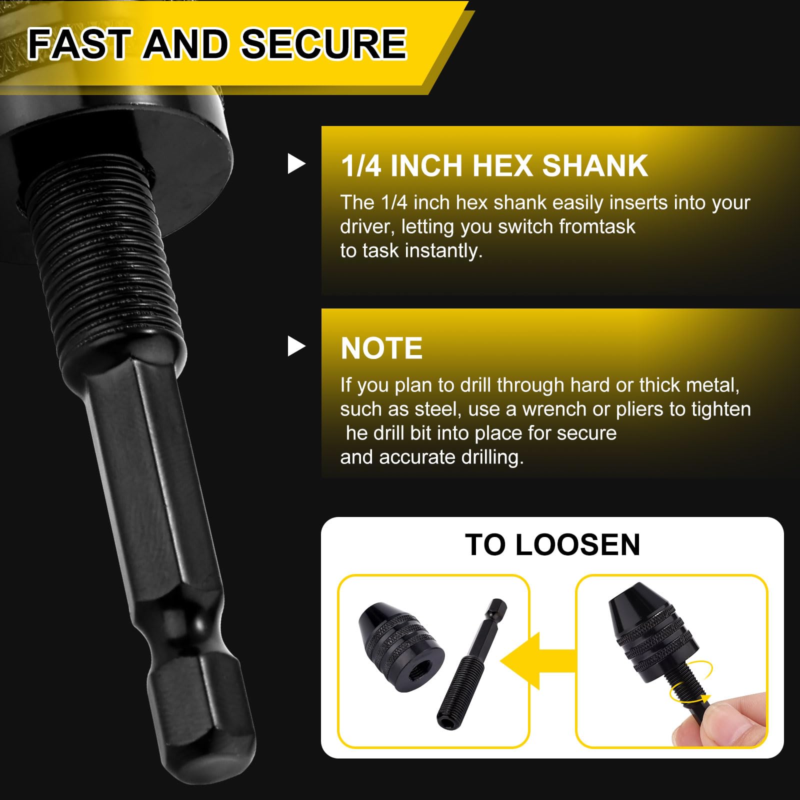 2Pcs Drill Chuck Adapter Keyless Drill Chuck Bit 1/4 Inch Hex Shank Drill Chuck Fast Change Converter Extension Screwdriver Drill Adapter in 0.6-8mm, 0.3-3.6mm for Impact Drill Tool Attachment