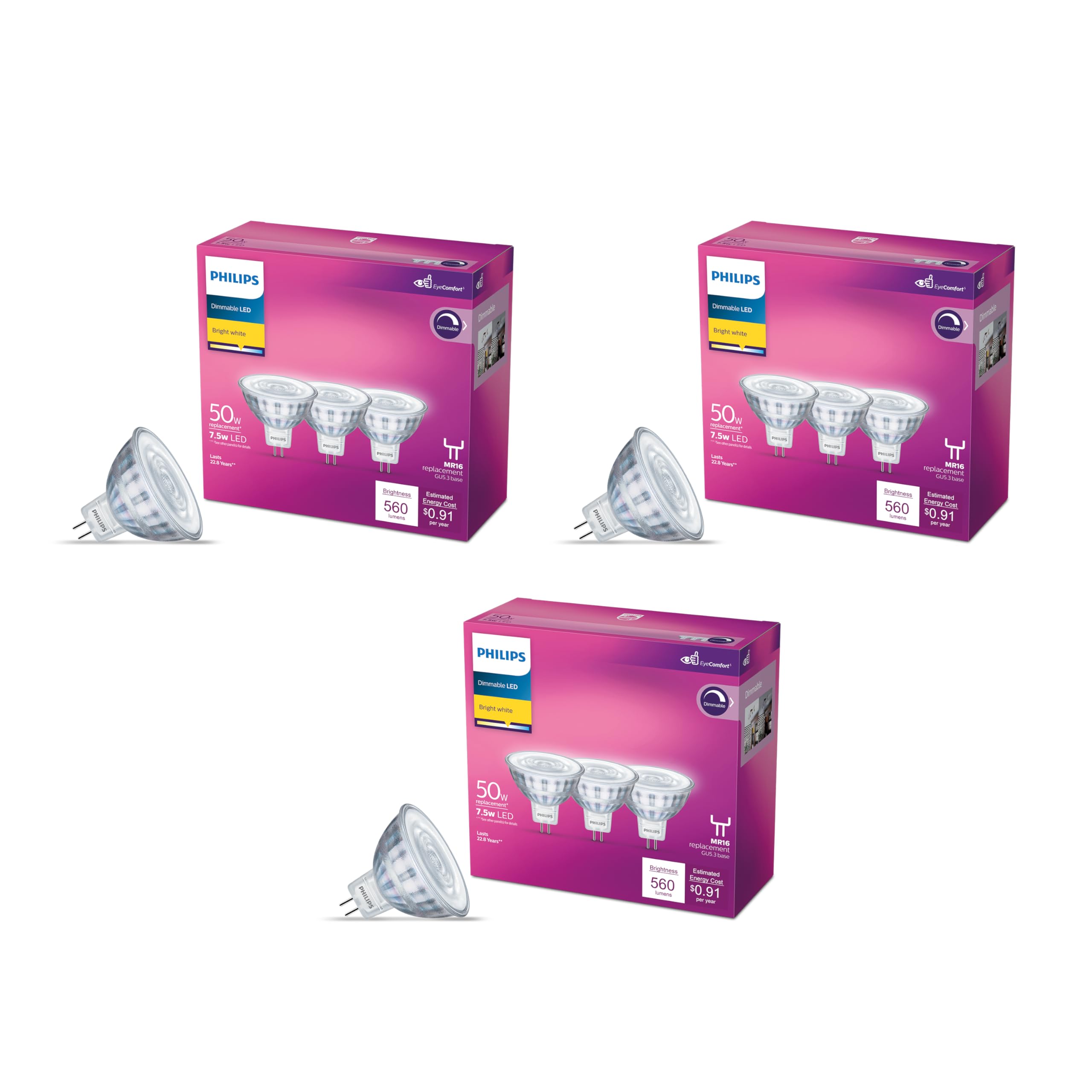 PHILIPS Flicker-Free 50W(Equivalent) MR16 9-Pack