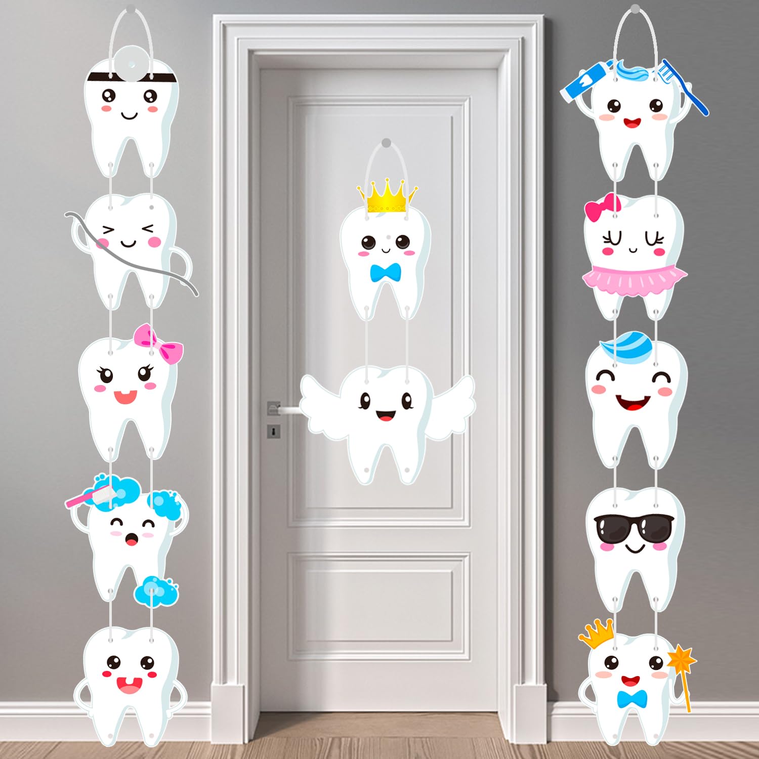 Tooth Party Banners Tooth Party Door Sign Welcome Teeth Birthday Party Supplies Dental Party Decorations Tooth Party Cutouts for Dentist Baby Shower Supplies