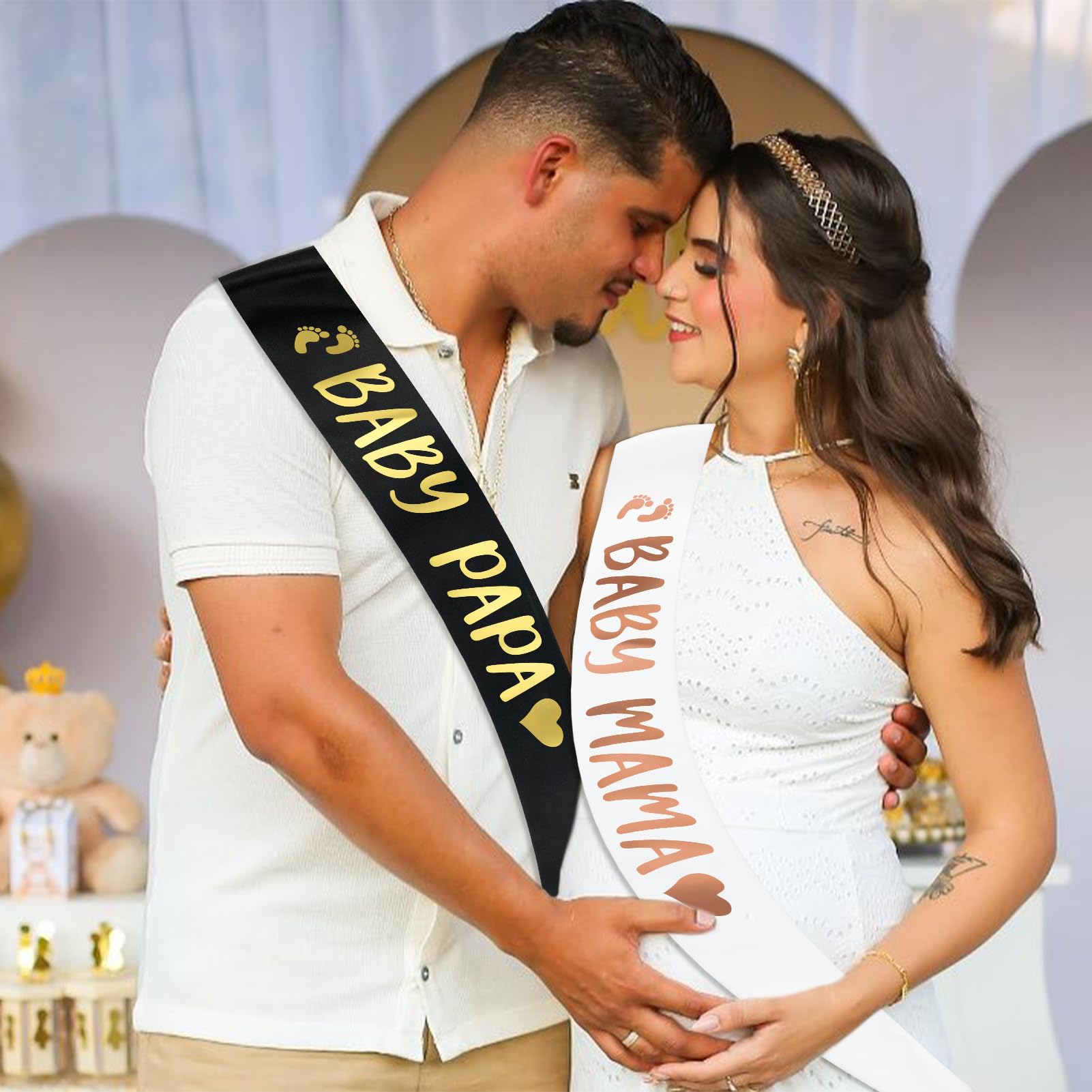 Generic Baby Mama and Baby Papa Sash for Baby Shower，Mom to be Sash and Dad to be sash for Gender Reveal, Boy or Girl,He or She Baby Sex Reveal Decorations,New Mom Daddy Gifts