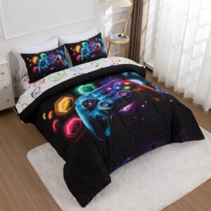 NTBED Game Console Comforter Set for Boys Girls Kids Space Universe Gaming Lightweight Microfiber Gamer Bedding Sets (Multi, Full 5Pcs)