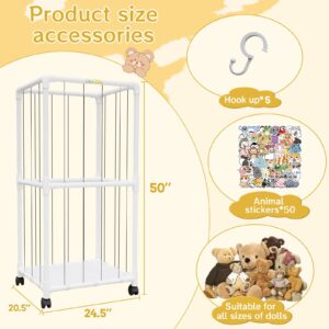 HAIDAIYA Extra Large Stuffed Animal Zoo Cage with Wheel, Stuffed Animal Storage Shelves Display, Plush Animal Storage Holder for Stuffed Animals, Playroom, Bedroom, Nursery, Kids Toy Storage Organizer