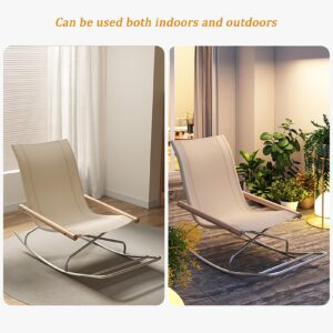 JIAOCKJIAO Foldable Simple Rocking Chair, Breathable Canvas Rocker Chair, Outdoor Portable Garden Chair, Relaxing Armchair with High Backrest, Removable Foot Rest, Patio Camping Chair (Color : Yellow