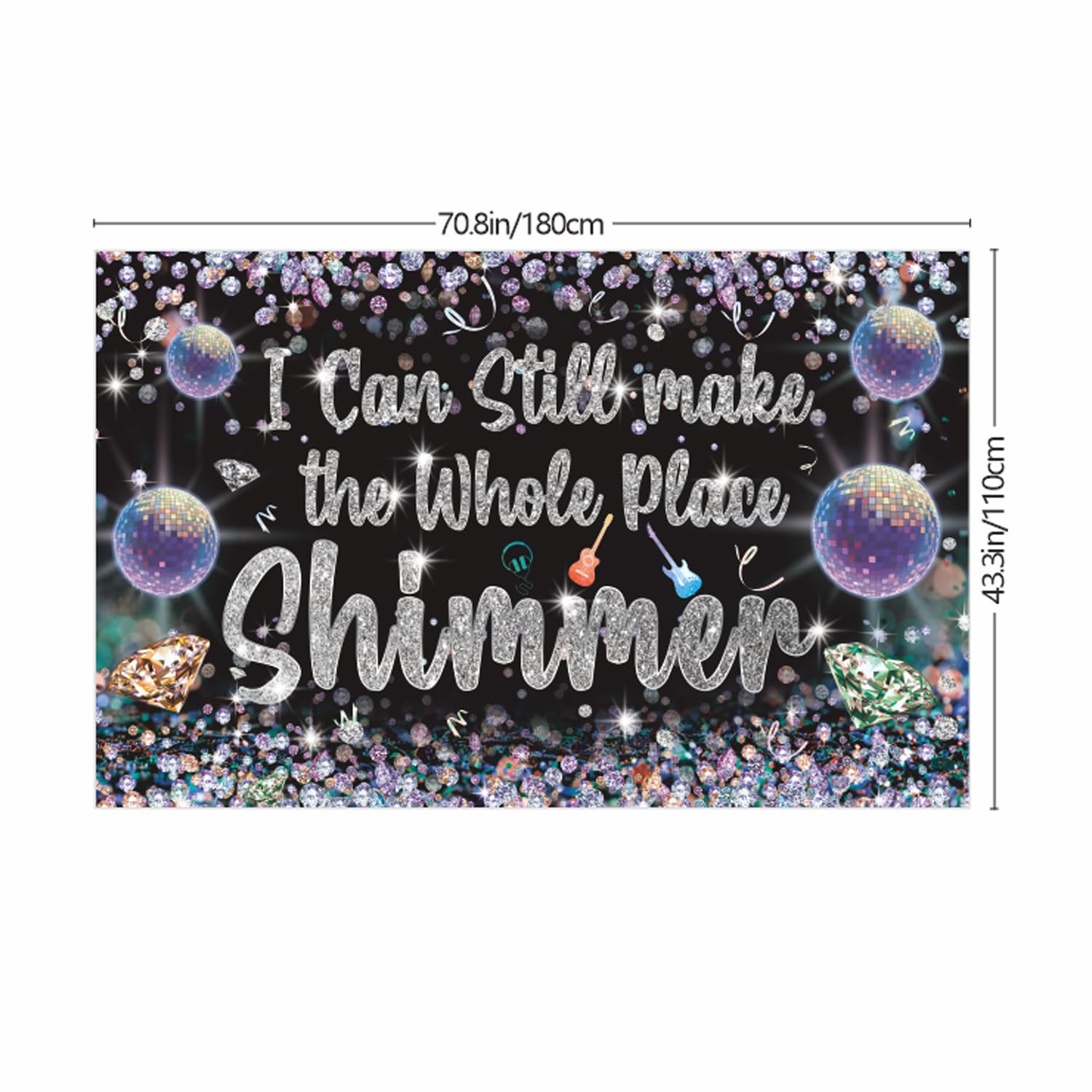 Music Lyrics Banner Music Lover Taylor Birthday Backdrop I Can Still Make The Whole Place Shimmer Backdrop for ERAS Party Music Fans Lover Party Decorations Photo Booth Background Photoshoot Banner