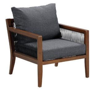 Nathan James Freya Bohemian Wooden Armchair, Outdoor Patio Chair, Solid Acacia Wood Frame, Dark Acacia