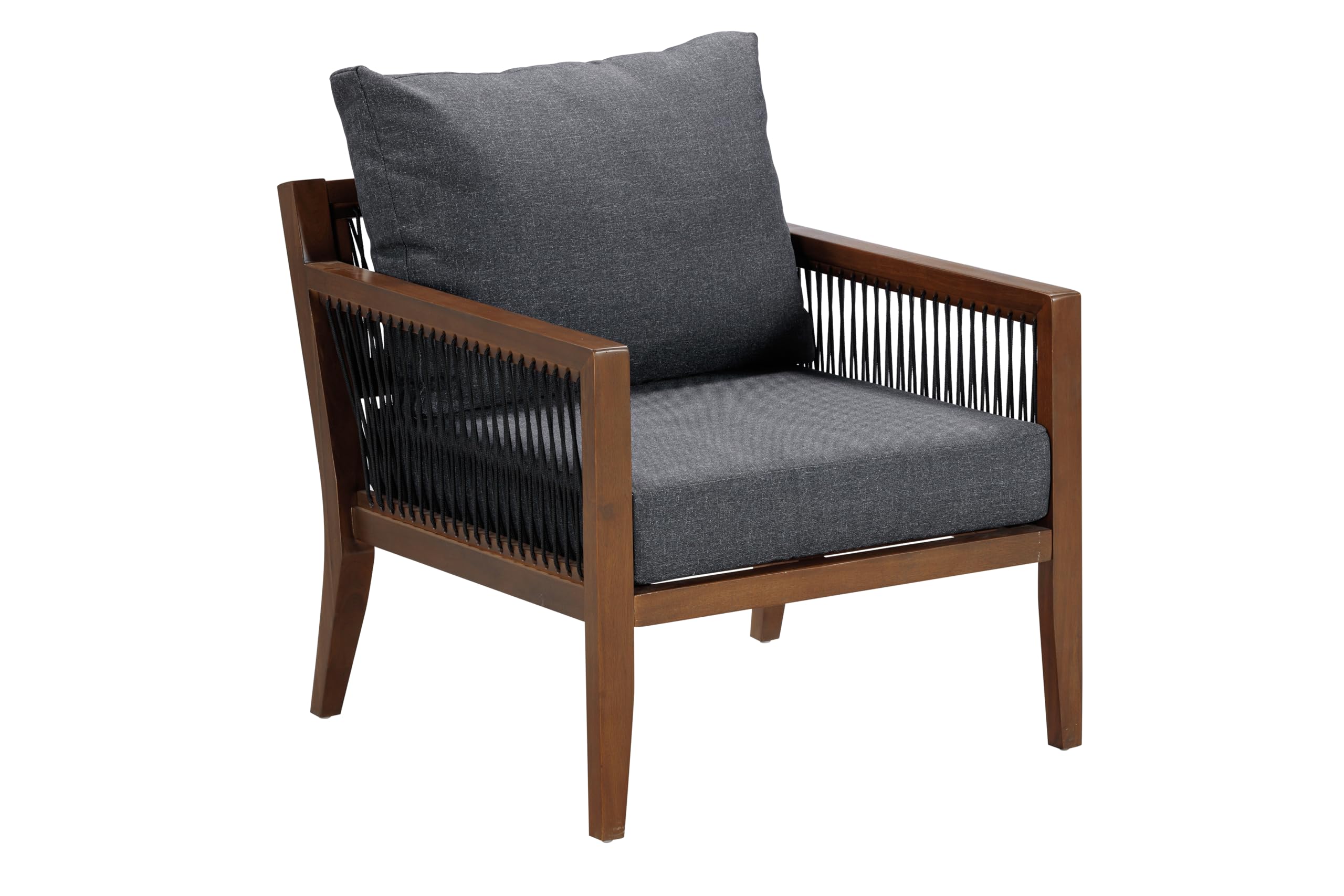 Nathan James Freya Bohemian Wooden Armchair, Outdoor Patio Chair, Solid Acacia Wood Frame, Dark Acacia