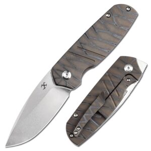 kansept turaco pocket folding knives for men edc camping folding knife 2.85'' cpm-s35vn material pocket folding knife with tiger stripe flamed titanium handle everyday carry k2049a4