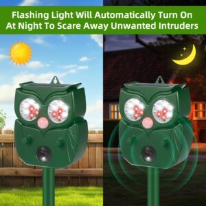 2Pcs Ultrasonic Animal Repellent Outdoor Solar Animal Repeller with Motion Sensor Cat Repellent Outdoor Waterproof to Scare Raccoon Fox Rabbit Deer Squirrel Skunk Repellent for Yard Garden (NO.3)