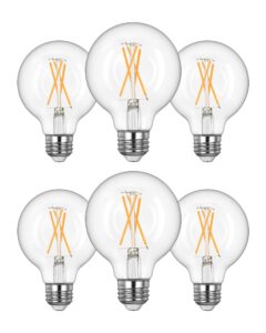 edishine 6 pack g25 led edison bulbs cri90+, vintage dimmable edison bulbs 60 watt equivalent, 5w 500lm 2700k warm white vanity light bulbs e26, led filament bulbs for chandelier wall light ul listed