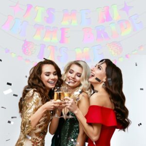 Pre-Strung Its Me Hi I'm The Bride Its Me Banner Garland I Found My Lover Sash Headband Veil Holographic Bachelorette Party Banner Iridescent for Bachelorette Party Decorations Singer Inspired Party Decor