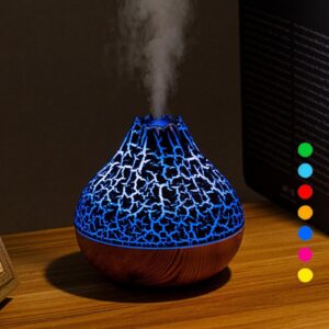 mini colorful cool humidifier, volcano shape humidifier,usb personal desktop humidifier volcano spray mode, 7 colors,super quiet for office room, bedroom (black)