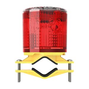 solar strobe warning light: ip54 waterproof flashing safety light high bright led warning lamp traffic light for construction, factory, safety road sign, dock marine beacon (red)