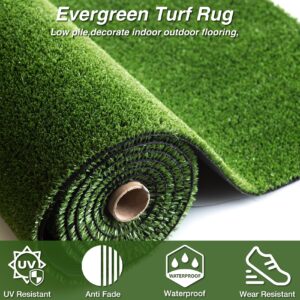 XLX TURF Green Grass Area Rug 4FT X 6FT, Outdoor Fake Turf Floor Mat for Balcony, Patio, Yard, Large Pets Dogs Grass Pad