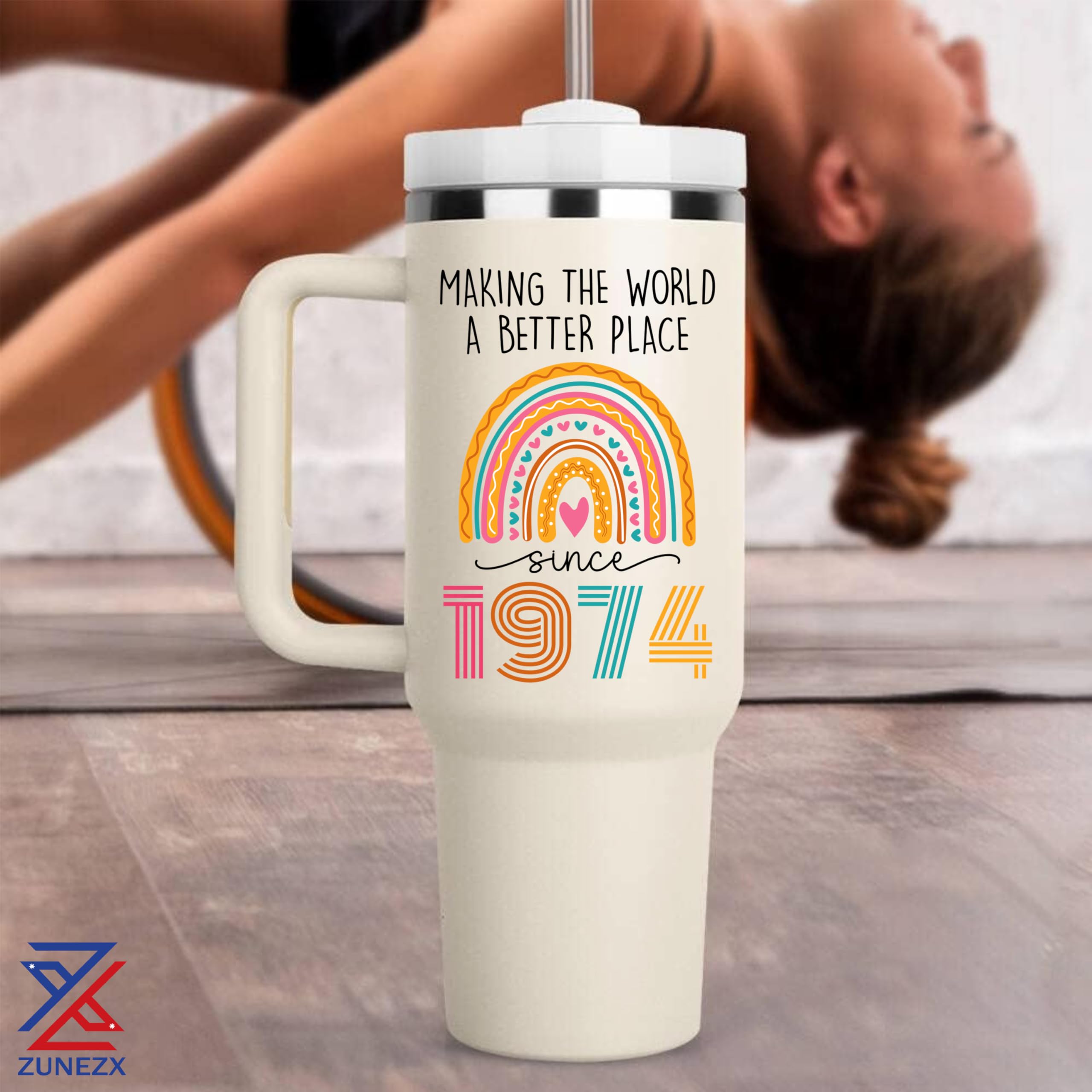 ZUNEZX 50th Birthday Gifts For Her, Women - 1974 Birthday Gift For Women - Cool Birthday Gift For 50 Year Old Woman - 50 And Fabulous Gift For Women - Gift For Women Turning 50-50th Tumbler 40oz