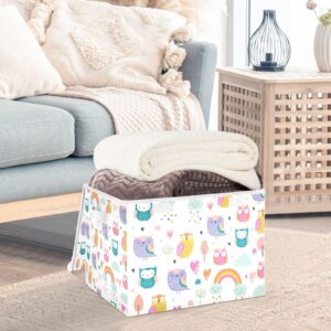 Moudou Owl Storage Bin with Lid, Large Collapsible Cube Storage Box for Closet, Office, Bedroom, Home Decor