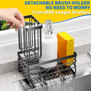 galasily Sink Caddy Sponge Holder for Kitchen Sink with Brush Holder and Stainless Steel Self Drain Tray, Rustproof Kitchen Sink Organizer for Sponge, Soap Dispenser Storage Kitchen Accessories