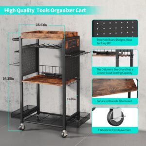 HapiRm Power Tool Organizer Cart - Tool Cart on Wheels with Charging Station, Tool Box Organizer Garage Storage, Tool Storage Drill Holder Cabinet Rack Gift Ideas for Men Dad