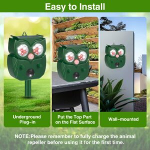 2Pcs Ultrasonic Animal Repellent Outdoor Solar Animal Repeller with Motion Sensor Cat Repellent Outdoor Waterproof to Scare Raccoon Fox Rabbit Deer Squirrel Skunk Repellent for Yard Garden (NO.3)