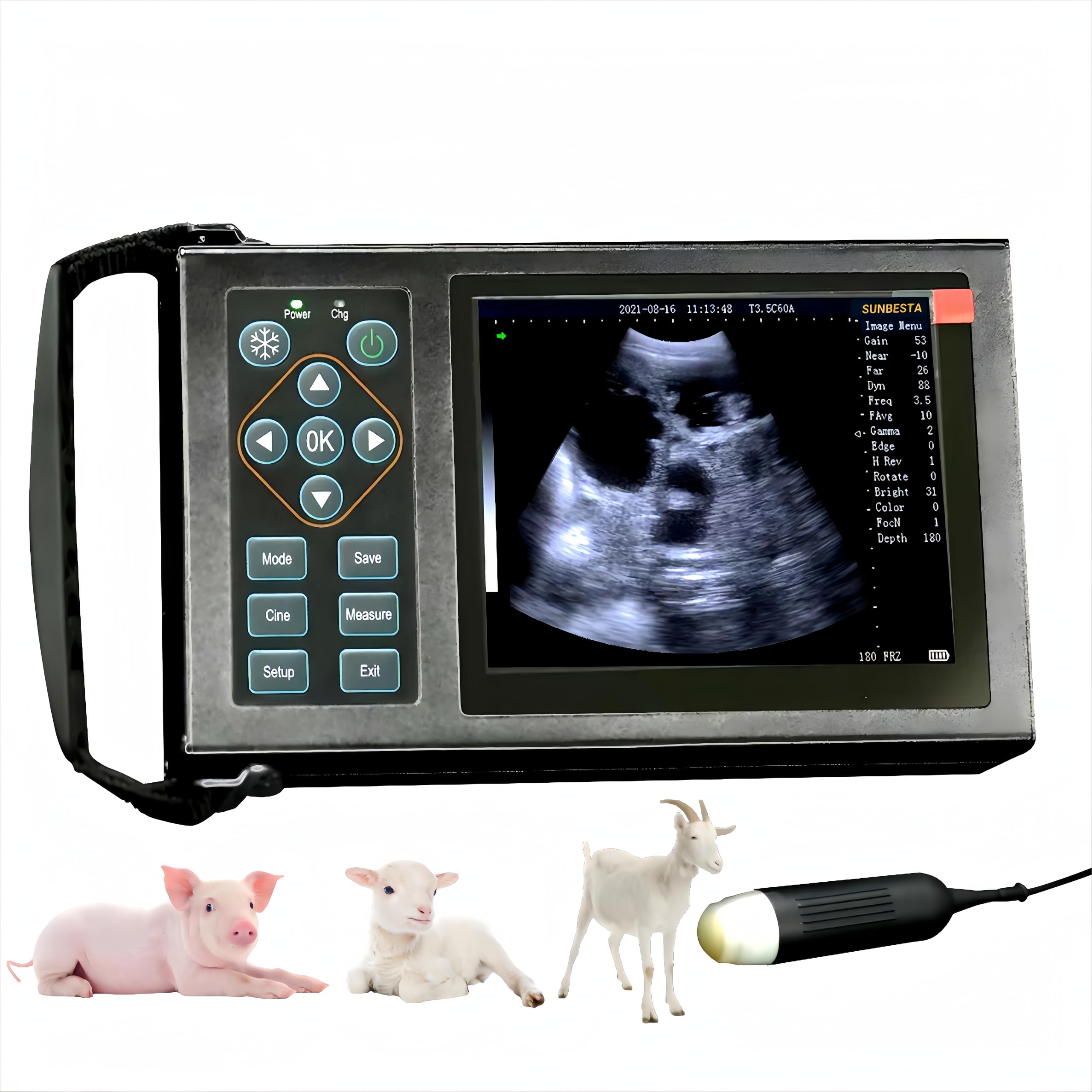 SUNBESTA M10 Veterinary Ultrasound Machine for Pregnancy, at Home Ultrasound with 3.5 MHz Probe for Sheep, Goats, Pigs and Sows pregnancies