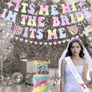 Pre-Strung Its Me Hi I'm The Bride Its Me Banner Garland I Found My Lover Sash Headband Veil Holographic Bachelorette Party Banner Iridescent for Bachelorette Party Decorations Singer Inspired Party Decor