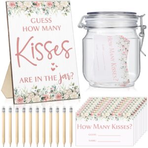 yousoontic 122 pieces guess how many kisses bridal shower games include 1 bridal shower wooden sign 100 guessing cards 20 hb pencils 1 game jar for guests wedding party