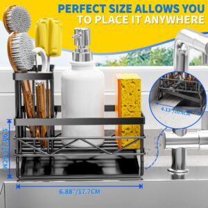 galasily Sink Caddy Sponge Holder for Kitchen Sink with Brush Holder and Stainless Steel Self Drain Tray, Rustproof Kitchen Sink Organizer for Sponge, Soap Dispenser Storage Kitchen Accessories