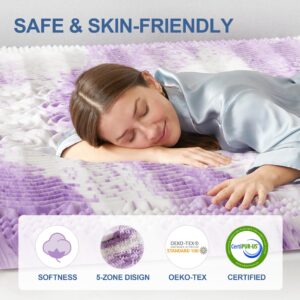 Eiayeebil 2 Inch Memory Foam Mattress Topper, 5-Zone Twin Mattress Pad Gel Infused Bed Foam Topper, Soft Bed Topper Purple,Twin Size