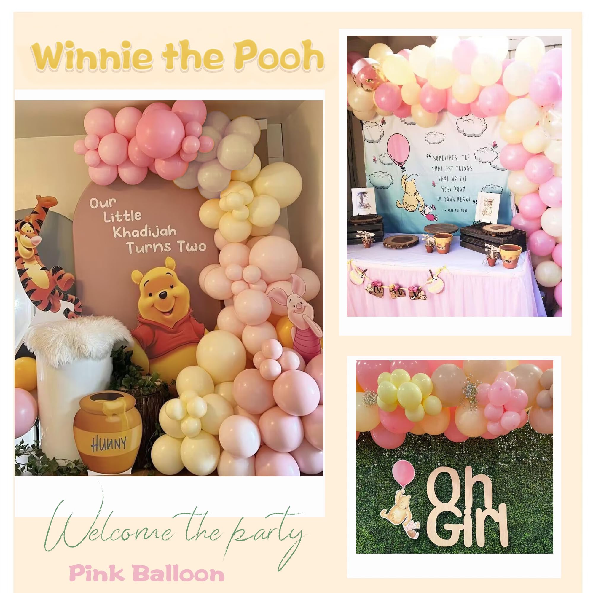 Pink and Yellow Balloon Arch, Pastel Light Pink Balloons Baby Pink Macaron Yellow Balloon Sand white Balloon Arch Kit for Birthday Baby Shower Bee Bear Theme Party Decoration