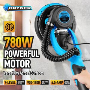 Drywall Sander, Electric Drywall Sander with Vacuum Labor-Saving Back Belt，7 Variable Speed, LED Light, 900-1800RPM, Dustless Floor Sander for Popcorn Ceiling, Wood Floor