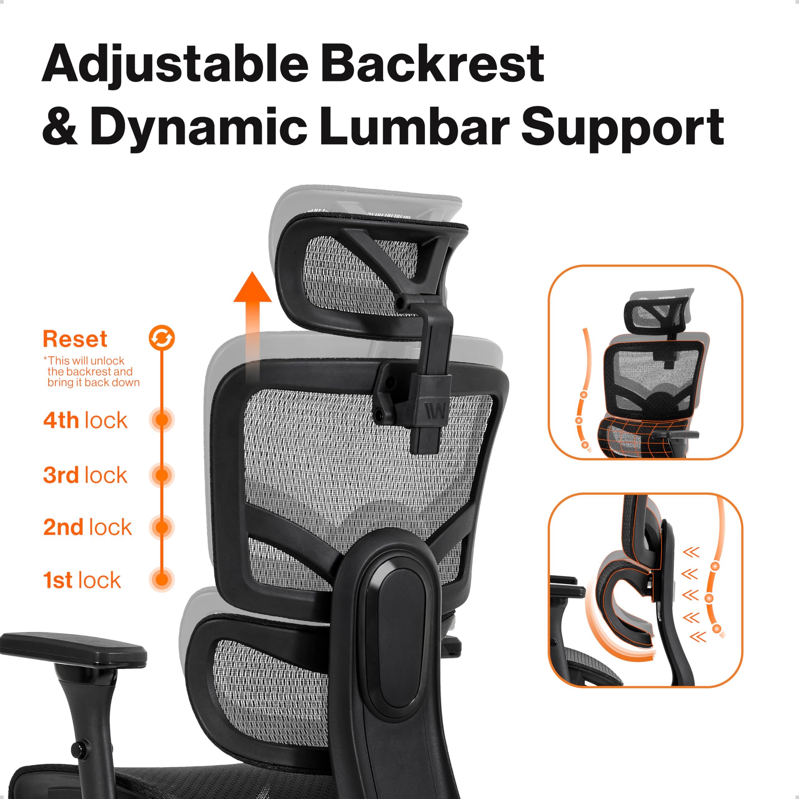 Wellnewlife Prestige Ergonomic Office Chair Adjustable Lumbar Support and Seat Depth, Mesh Office Chair with 4D Adjustable Armrest, Adjustable Headrest and Wheels, High Back Home Office Desk Chairs