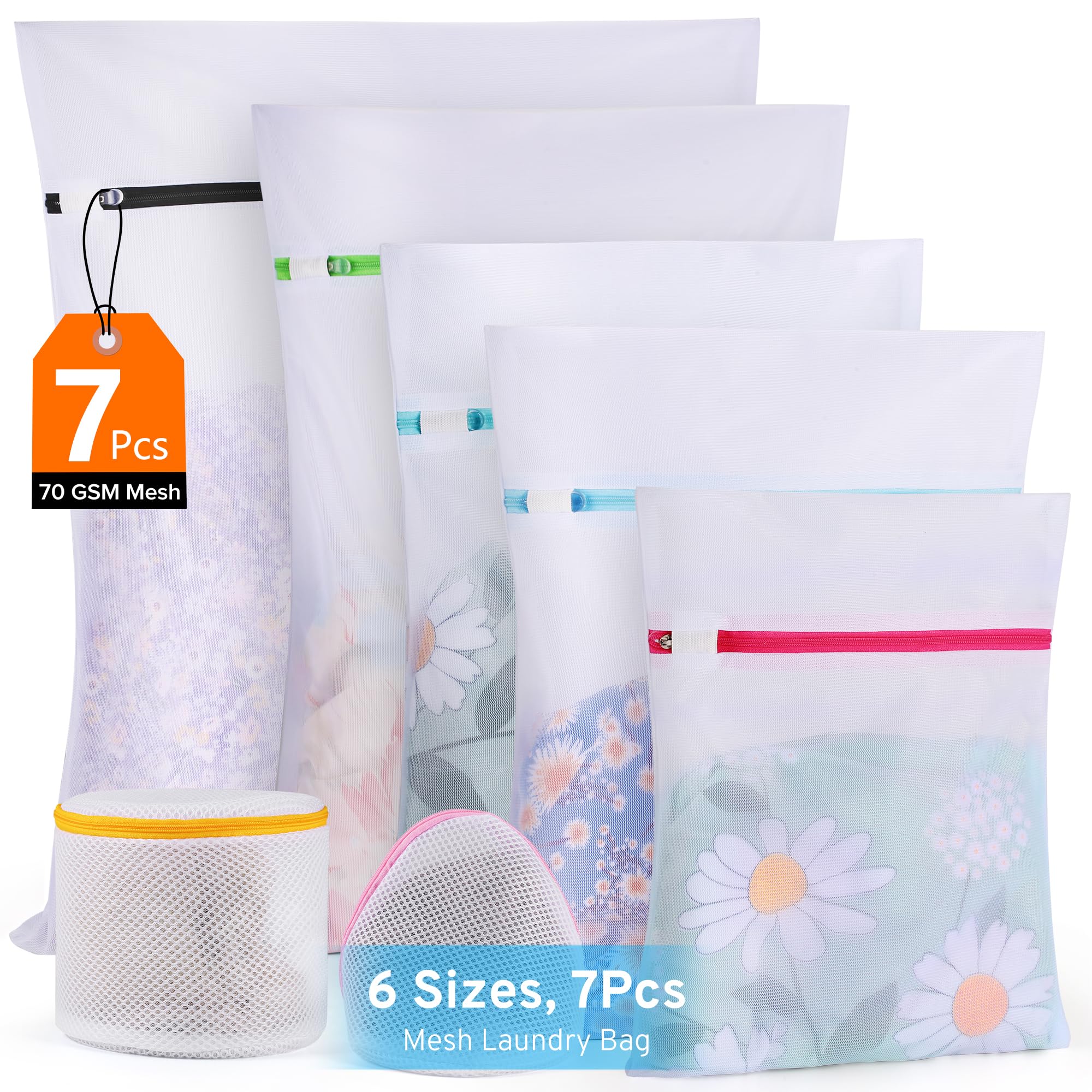 7 Pack Mesh Laundry Bags for Delicates with Premium Zipper, Lingerie Bags for Washing Delicates, Laundry Bags Mesh Wash Bags, Delicates Laundry Bag for Jeans,Blouse,Stocking,Underwear, Bra