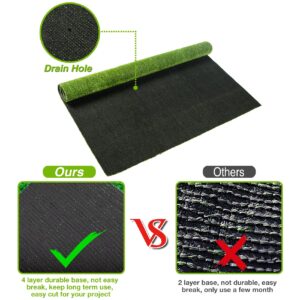 XLX TURF Green Grass Area Rug 4FT X 6FT, Outdoor Fake Turf Floor Mat for Balcony, Patio, Yard, Large Pets Dogs Grass Pad