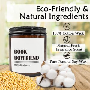 HIWX Book Boyfriend Book Lovers Scented Candle, Book Candles, Gifts for Friend Bookworm Funny Book Candles Gifts, Book Reading Soy Candles for Home Lavender,Vetiver,Sandalwood Scented Candle 8oz Jar