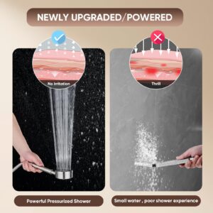 Handheld Shower Head Set High Pressure Stainless Steel High Flow Hand Shower Head with 59 Inch Hose and Bracket Brushed Finish