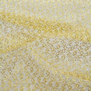 55 Inch Gold Metallic Mesh Fabric Shiny Gold Thin Mesh Gold Stretch Net Tulle Fabric for Party Birthday Wedding Wreath Swags and Christmas Tree Tables Decoration (Gold, 1 Yard (35x55 in))