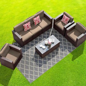 12 Pcs Outdoor Cushion Covers 23x25x4 Outdoor Patio Cushions Covers Replacement Waterproof with Zipper for Outdoor Sofa w/6 Seat Cushion Covers and 6 Backrest Pillow Covers Taupe, Covers Only