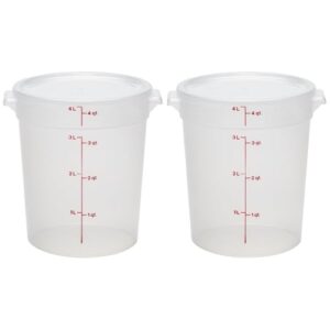 cambro 4 qt (quart) bpa-free round food storage container with lid (2 pack) - classic series (translucent)