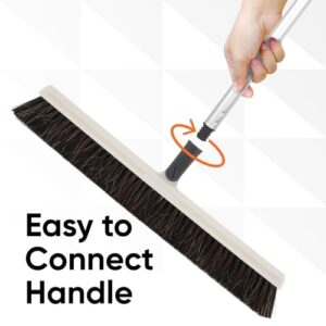 Horse Hair Broom, Broom for Hardwood Floors 18" Horsehair Swivel Kitchen Broom, Soft Bristle Broom with 48" Handle