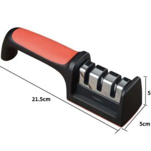 Generic Knife Sharpeners,4-in-1 Professional Stainless Steel Quick Knife Sharpener for Kitchen Knives–Ergonomic and Easy to Use Kitchen Knife Sharpeners with 4 Stage Sharpening Slots (Red and Black)