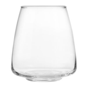 Libbey Stackable Stemless Wine Glasses Set of 6, Tapered Bulb Shaped All Purpose Wine Glass Set, Dishwasher Safe Glass Wine Glasses, Cocktail