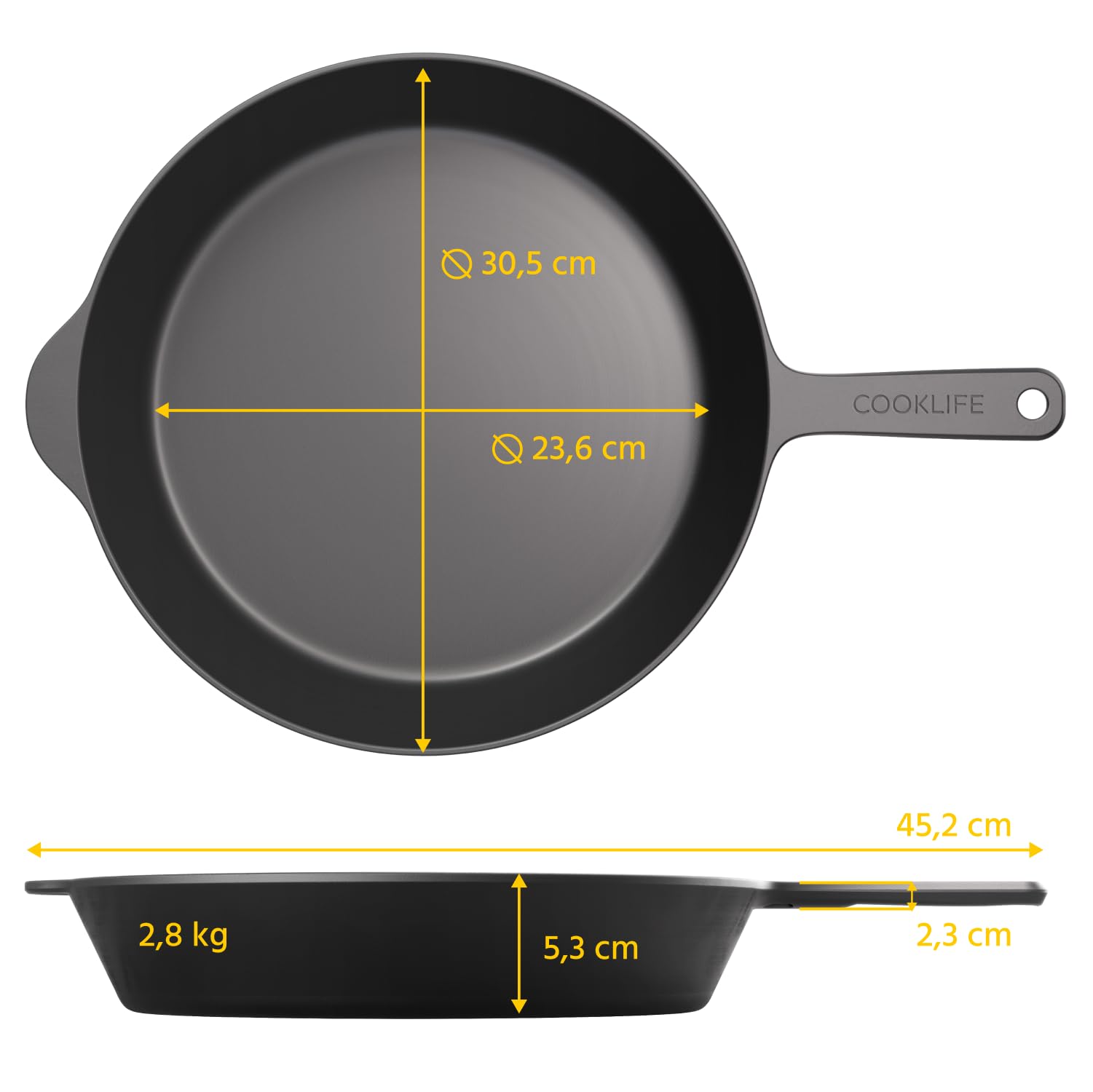 COOKLIFE 12 Inch Smooth Cast Iron Skillet with Wooden Spatula - Dishwasher & Oven Safe Pre-Seasoned Cast Iron Pan - Safe Cast Iron Frying Pan for Indoor & Outdoor Use