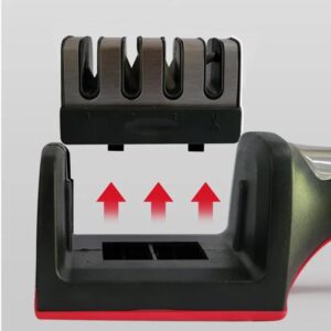 Generic Knife Sharpeners,4-in-1 Professional Stainless Steel Quick Knife Sharpener for Kitchen Knives–Ergonomic and Easy to Use Kitchen Knife Sharpeners with 4 Stage Sharpening Slots (Red and Black)