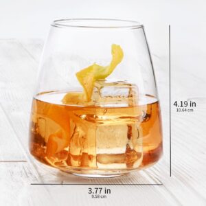 Libbey Stackable Stemless Wine Glasses Set of 6, Tapered Bulb Shaped All Purpose Wine Glass Set, Dishwasher Safe Glass Wine Glasses, Cocktail