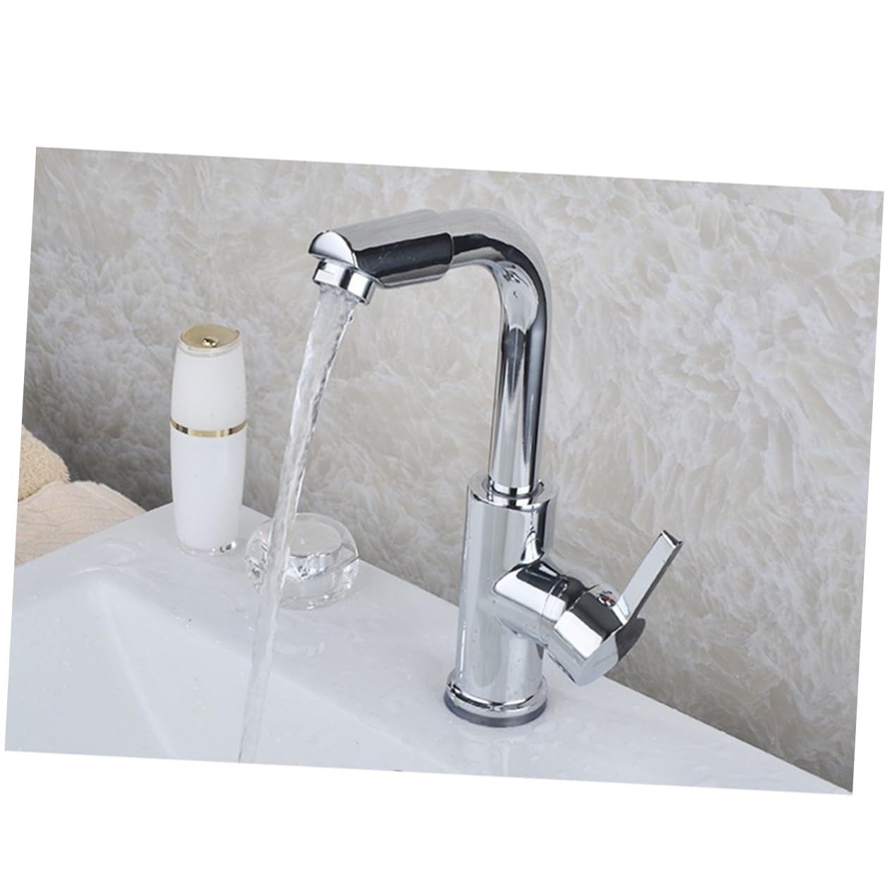 DOITOOL Water Faucet Vanity Faucet Kitchen Faucet Water Tap Bath Basin Mixer Tap Rotate Faucet Utility Sink Faucet Pull Down Kitchen Faucet to Rotate Bathroom Cabinet Household